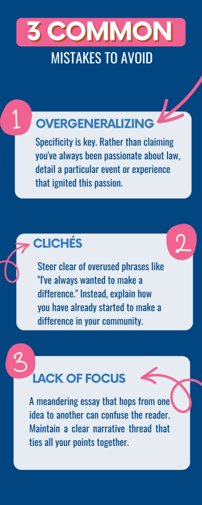 Infographic of common mistakes in compelling college personal statements